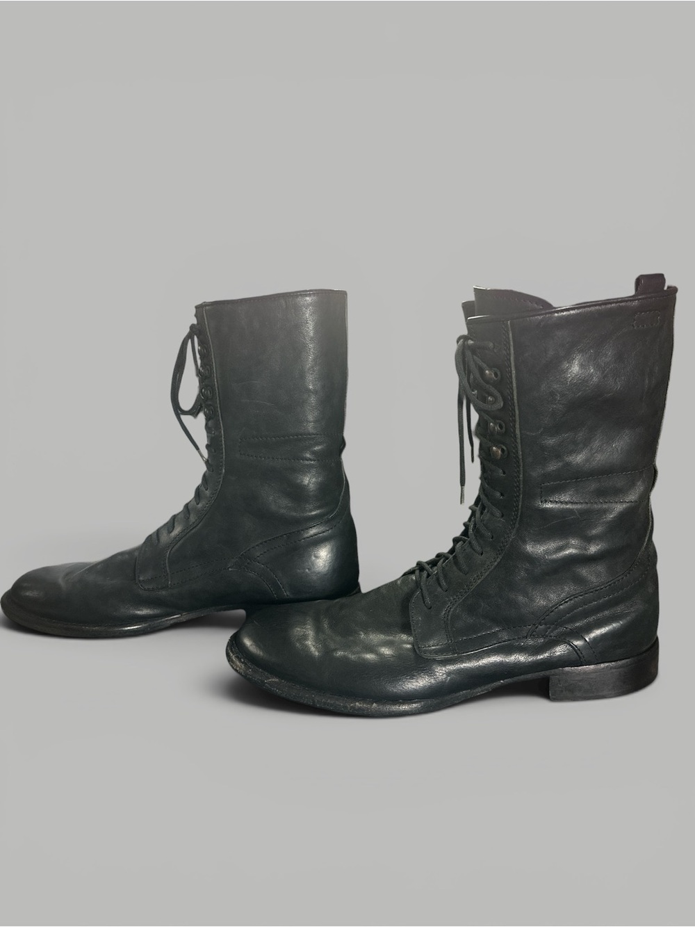 Vero Cuoio Black Italian Leather Lace-Up Combat Boots Grunge 90s Punk